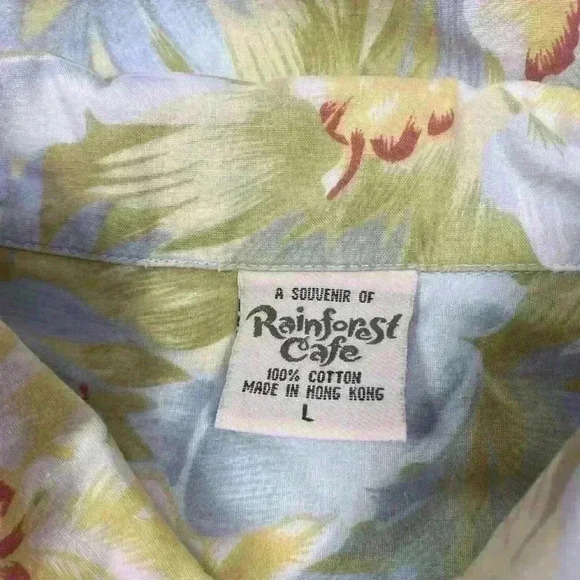 Rainforest Cafe Hawaiian Shirt Men's  Casual Button Up Tropical Vintage Beach LG - Picture 5 of 5